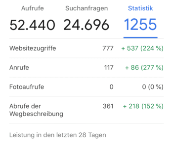 Google my Business Optimierung_Statistik_Kunde 1