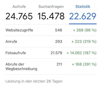 Google my Business Optimierung_Statistik_Kunde 2